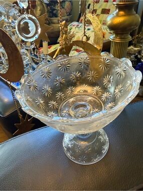 Antique EAPG Glass Jelly Compote: National Glass Mars Pattern, 1902